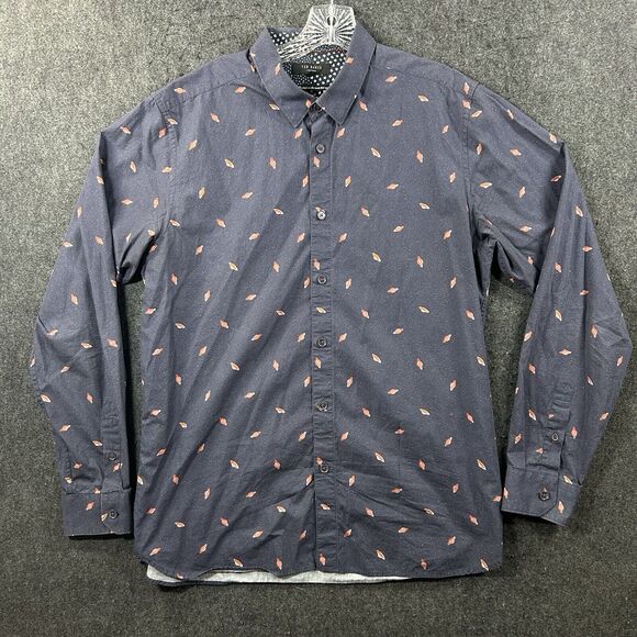 Ted Baker Shirt Men's 5 Planet Saturn All Over Print Cuffs Space - Picture 1 of 9